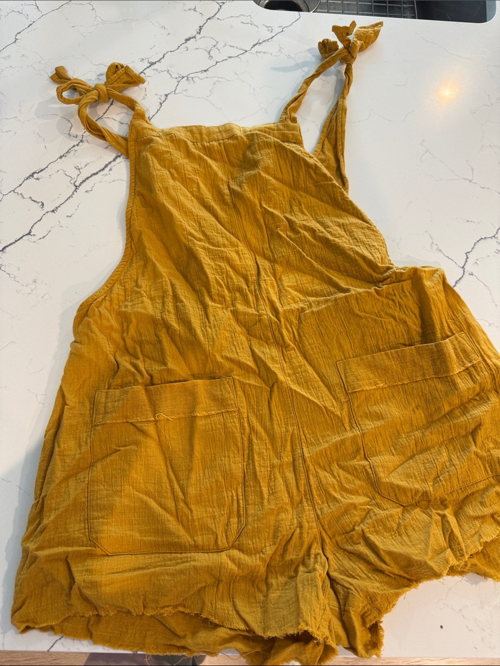 Billabong Mustard Tie-Shoulder Cotton Romper